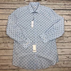 Bar III Button Down Shirt Frog Pattern Blue Sz L